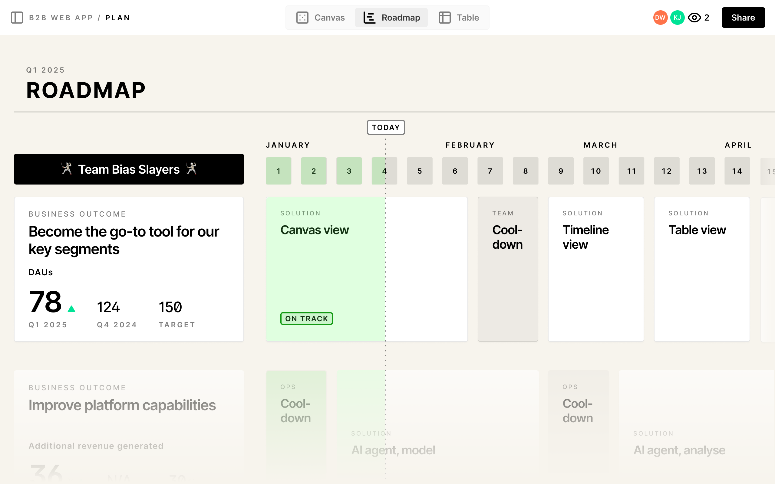 ARE product timeline screenshot